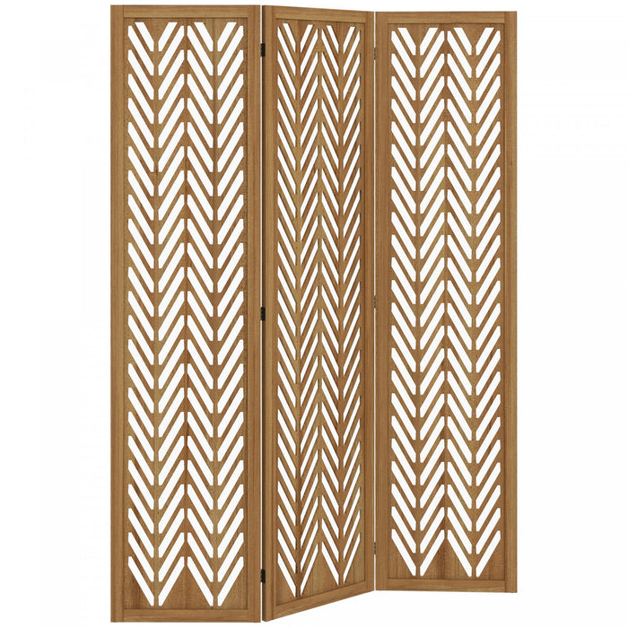 HOMCOM 3 Panel Room Divider, 5.6ft Tall Folding Privacy Screen, Light Brown