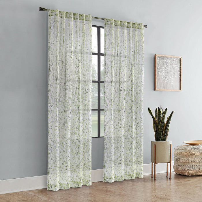 Habitat Verdure Green Light Filtering Dual Header Curtain Panel - 52 x 84
