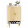 HOMCOM Narrow Shoe Cabinet for Entryway Shoe Storage Cabinet Natural