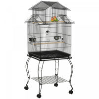 Pawhut 53.9'' Large Rolling Steel Bird Cage Bird House With Detachable Rolling Stand, Storage Shelf,