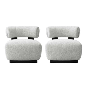 Bartow Mid-Century Modern Upholstered Lounge Chair in Ivory Multi - Set of 2