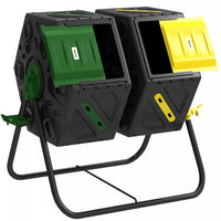 Outsunny 34.5 Gallon Composter, Dual Chamber Compost Bin, Yellow And Green