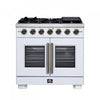 Forno Capriasca 36" White Gas Range 5.36 cu.ft -FFSGS6460-36WHT | Cuisiniere a gaz blanche Capriasca 36 pouces, 5,36 pi³ – FFSGS6460-36WHT
