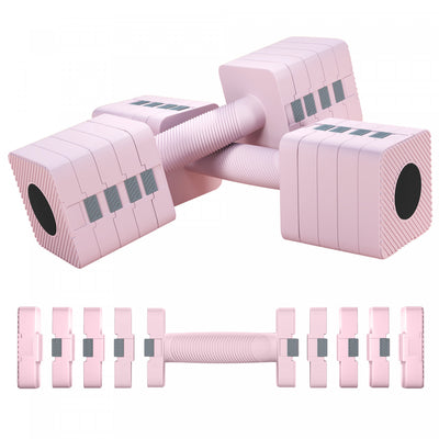 Soozier 2/4/7/9/11 lb Adjustable Dumbbell Set of 2, 5-in-1 Free Weights Dumbbells Set with Non-Slip Handle, for Men and Women Home Gym Workout, Pink