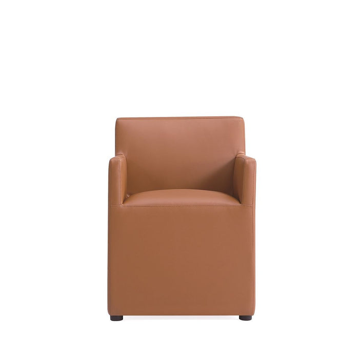 Manhattan Comfort Anna Modern Square Faux Leather Armless Dining Chair - Saddle