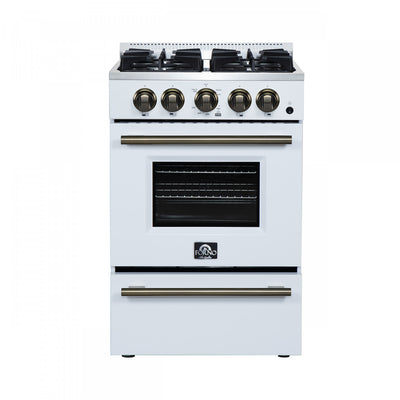 Forno Breno 24" Freestanding Gas Range, White - FFSGS6290-24WHT | Cuisiniere a gaz autonome Breno de 24 po, blanche – FFSGS6290-24WHT