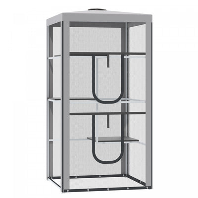 Pawhut Large Catio Outdoor Cat Enclosure Cat House Indoor Kitten Cage Pet Kennel With 3 Platforms, Z|Pawhut Grand Enclos Exterieur Pour Chat Chaton Maison Cage Interieure Chenil Pour Animaux De Compagn