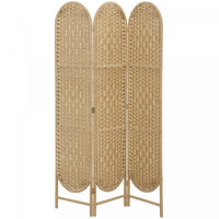 HOMCOM 3 Panel Room Divider, Bohemian Folding Privacy Screen, Natural Wood