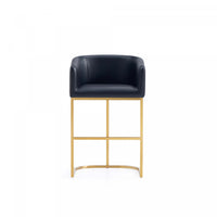 Louvre Mid-Century Modern Metal Upholstered Counter Stool in Black Bar Stool 