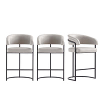 Augusta Modern Metal Upholstered Counter Stool in Light Gray - Set of 3