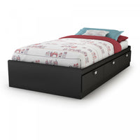Spark Mate's Platform Storage Bed With 3 Drawers - Pure Black 