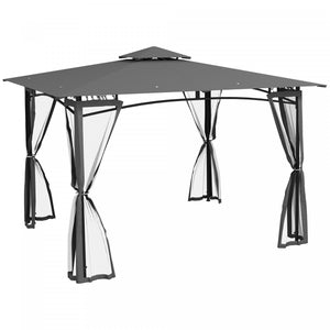 Outsunny 10' x 12' patio gazebo With netting For lawn, yard, deck, Grey