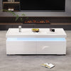 Aiden LED Coffee Table with Storage Drawers and App-Controlled Lighting,White