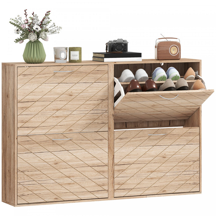HOMCOM Slim Shoe Cabinet with 4 Flip Drawers for 12-20 Pair of Shoes