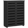 HOMCOM Slim Shoe Cabinet with 2 Slatted Doors for 15 Pairs of Shoes Black