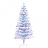 Homcom 5ft Pre-lit Led Optical Fiber Artificial Christmas Tree With 180 Branches