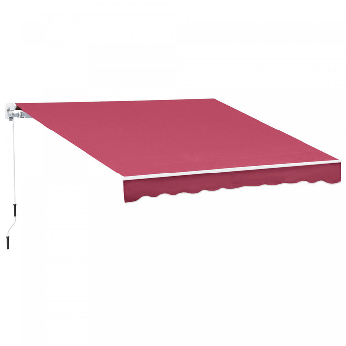 Outsunny 10' X 8' Manual Retractable Awning Shelter W/ Crank, Wine Red