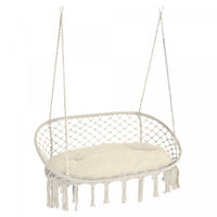 Outsunny Hanging Hammock Chair 2 Seat, Hammock Swing Chair Cream White