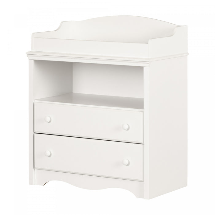 Angel Changing Table With Drawers And Open Storage - Pure White 