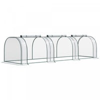 Outsunny 11.5' X 3' X 2.5' Portable Mini Tunnel Greenhouse With 3 Zipped Doors, Portable Small Green
