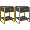 HOMCOM Bedside Table Set of 2, Nightstand with Drawer and Shelf