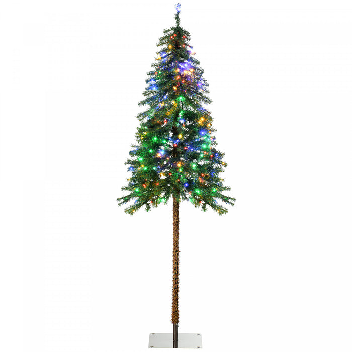Homcom 6' Slim Pencil Artificial Snow Christmas Tree With Led Lights