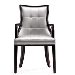 Manhattan Comfort Set of 2 Fifth Avenue Faux Leather Dining Chairs - Silver & Walnut