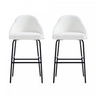 Gracie Modern Metal Upholstered Barstool in White and Black - Set of 2 