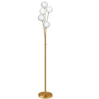 Dainolite Budding Branch 5 Light Floor Lamp Aged Brass Finish White Glass