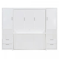 Joyce Closet Queen Murphy Bed With Drawers And Shelves - White 