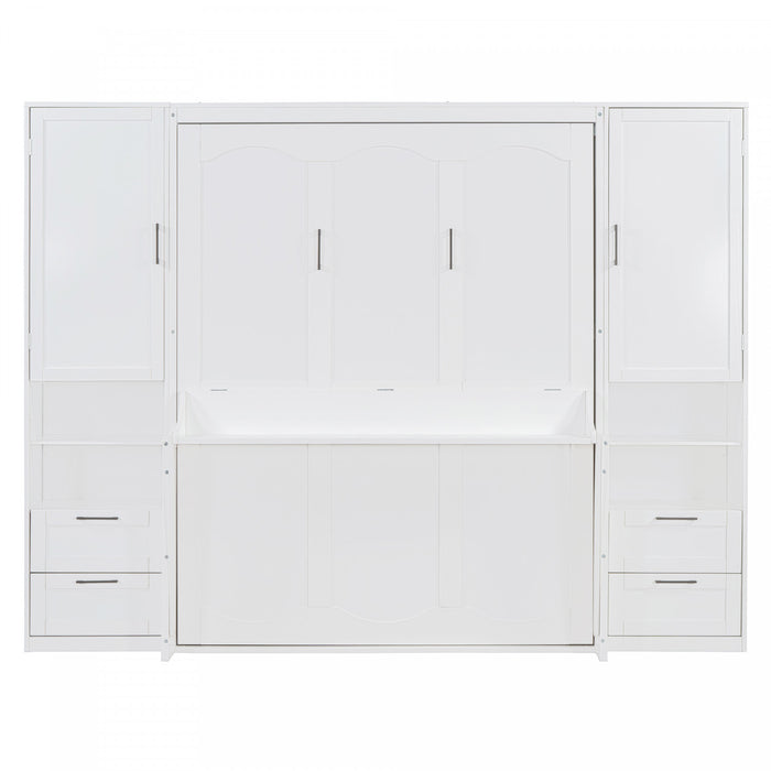 Joyce Closet Queen Murphy Bed With Drawers And Shelves - White