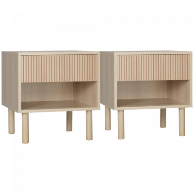 HOMCOM Bedroom Nightstand Set of 2, Side Table with Storage Shelf, Drawer