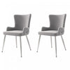 Luna Velvet Dining Chairs with Tufted Upholstered and Gold Metal Legs Set of 2, Grey