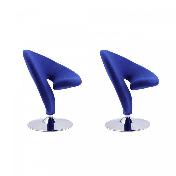 Curl Modern Wool Blend Swivel Lounge Chair in Blue - Set of 2