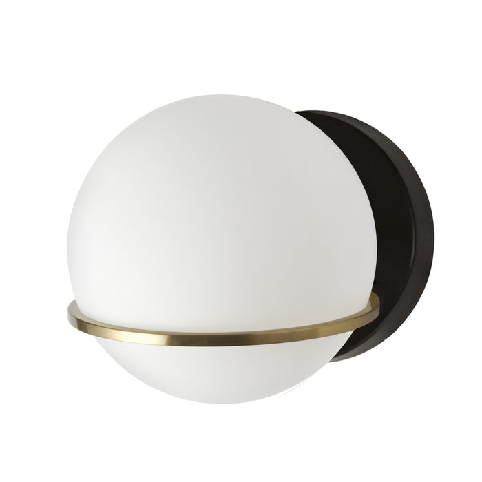 Dainolite Sofia 1 Light Wall Sconce Matte Black/Aged Brass White Opal Glass Lamp