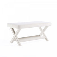 Abigail Mid-Century Modern Upholstered Velvet Accent Bench in Cream 