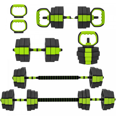 Soozier 6-in-1 Adjustable Dumbbell Set, 55lbs Free Weights Set, Green