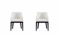 Gansevoort Modern Wood Vegan Leather Armchair in Ivory - Set of 2 