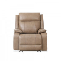 Marlow 37 in. Leather Match Power Glider Recliner with USB/USB-C - Taupe 