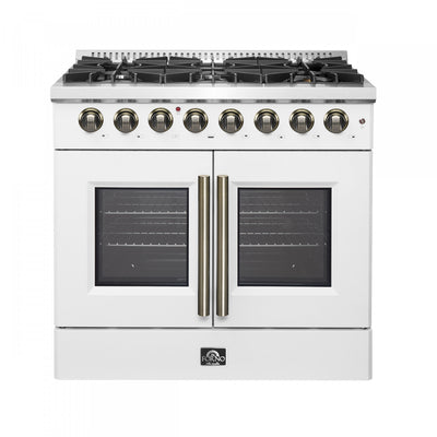 Forno Galiano 36" French Door Dual Fuel Range, White, 5.36 cu. ft. - FFSGS6356-36WHT | Cuisiniere a double combustible Galiano de 36 po, blanche, 5.36 pi³ - FFSGS6356-36WHT