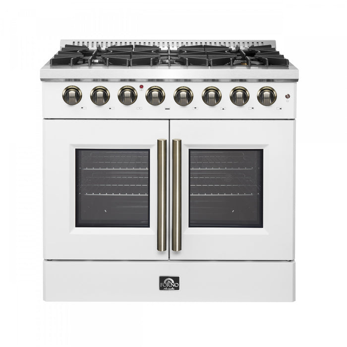 Forno Galiano 36\" French Door Dual Fuel Range, White, 5.36 cu. ft. - FFSGS6356-36WHT