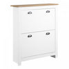 HOMCOM Hallway Shoe Cabinet with 2 Flip Drawers for 12 Pair of Shoes White
