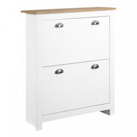 HOMCOM Hallway Shoe Cabinet with 2 Flip Drawers for 12 Pair of Shoes White