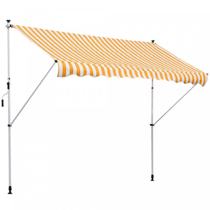Outsunny 10x5ft Manual Retractable Awning, Patio Sun Shade Canopy Shelter With 5.6-9.2ft Support Pole, Water Resistant Uv Protector, For Window, Door, Porch, Deck, Yellow