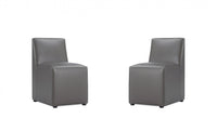 Anna Square Modern Vegan Leather Dining Chair in Graphite - Set of 2