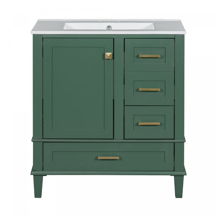 Katherine 30\" Solid Wood Bathroom Vanity With Sink Combo - Green