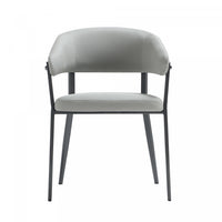 Belle Modern Metal Upholstered Dining Chair in Stone Gray