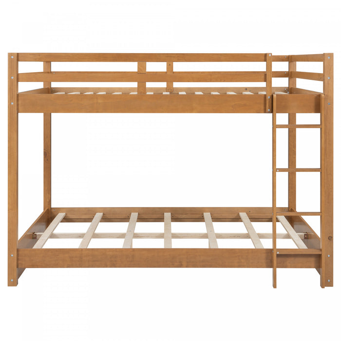 Ethan Solid Wood Queen Size Bunk Bed with Ladder, Sturdy & Space-Saving, Brown