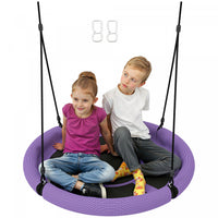 Qaba Saucer Swing Seat for Kids, 3FT Diameter Tree Swing Set with Height Adjustable Hanging Ropes, for Outdoor, Playground, Garden, Purple