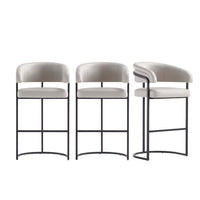 Augusta Modern Metal Upholstered Barstool in Light Gray - Set of 3 